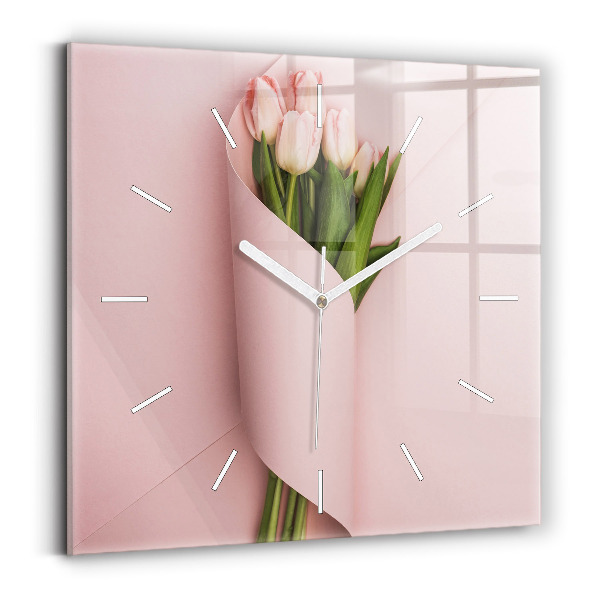 Szögletes fali üvegóra Tulipán virág csokor