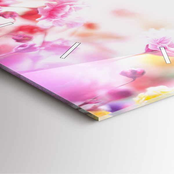 Szögletes fali üvegóra Virágok a réten