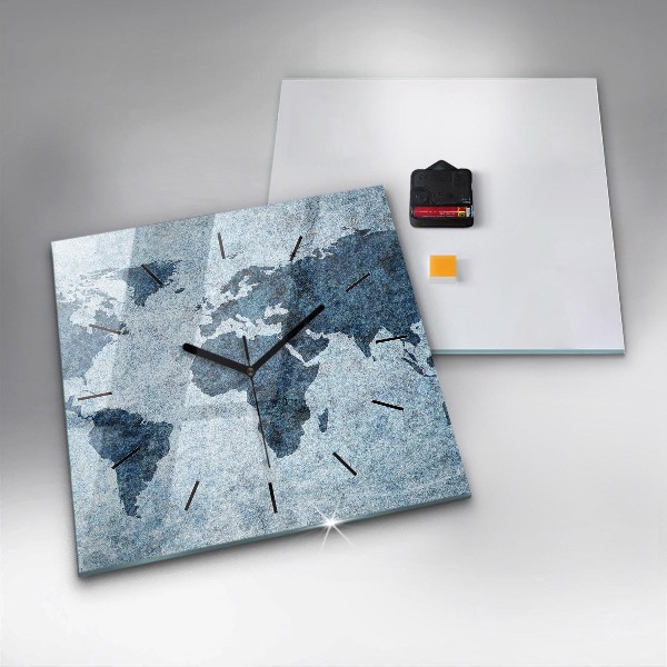 Szögletes fali üvegóra Festett világtérkép