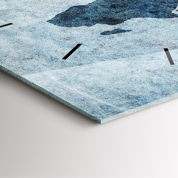 Szögletes fali üvegóra Festett világtérkép