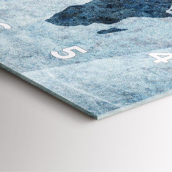 Szögletes fali üvegóra Festett világtérkép