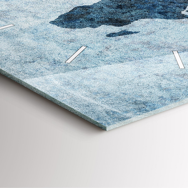 Szögletes fali üvegóra Festett világtérkép