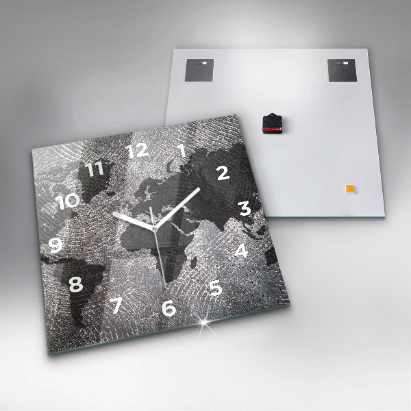 Szögletes fali üvegóra Világtérkép beton