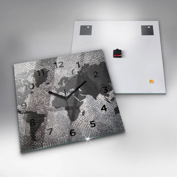 Szögletes fali üvegóra Világtérkép beton