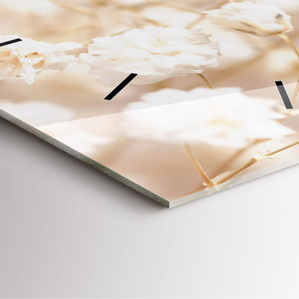 Szögletes fali üvegóra Kis fehér virágok