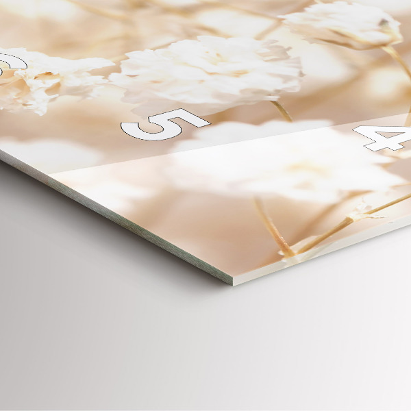 Szögletes fali üvegóra Kis fehér virágok