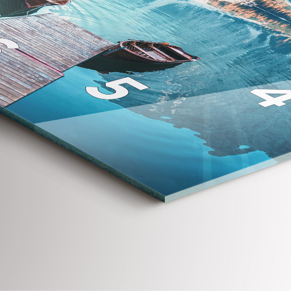 Szögletes fali üvegóra Csónakok a tavon