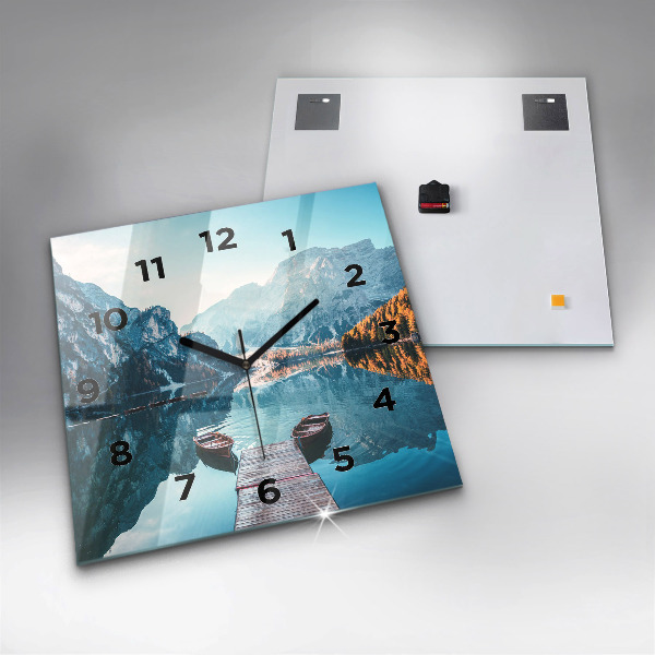 Szögletes fali üvegóra Csónakok a tavon