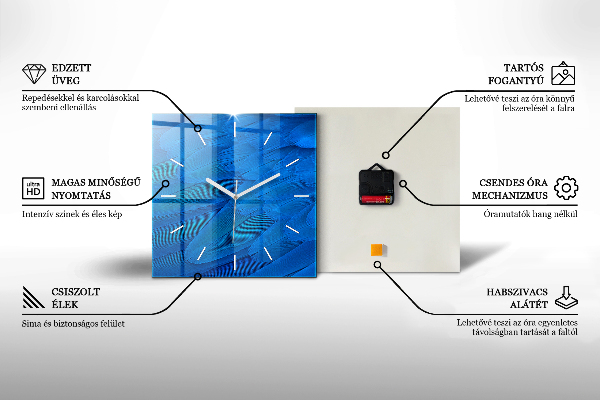Szögletes fali üvegóra Pillangó a réten