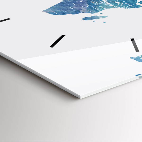 Szögletes fali üvegóra Világtérkép