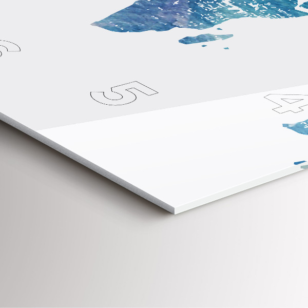 Szögletes fali üvegóra Világtérkép