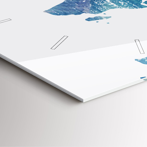 Szögletes fali üvegóra Világtérkép