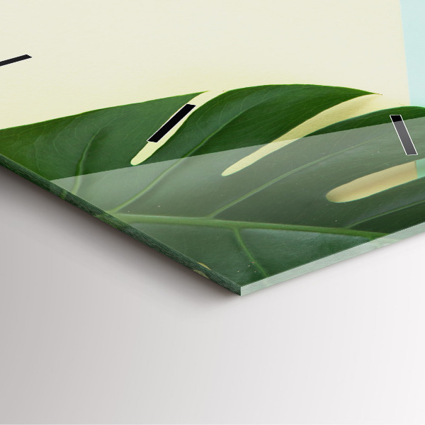 Szögletes fali üvegóra Monstera levelek