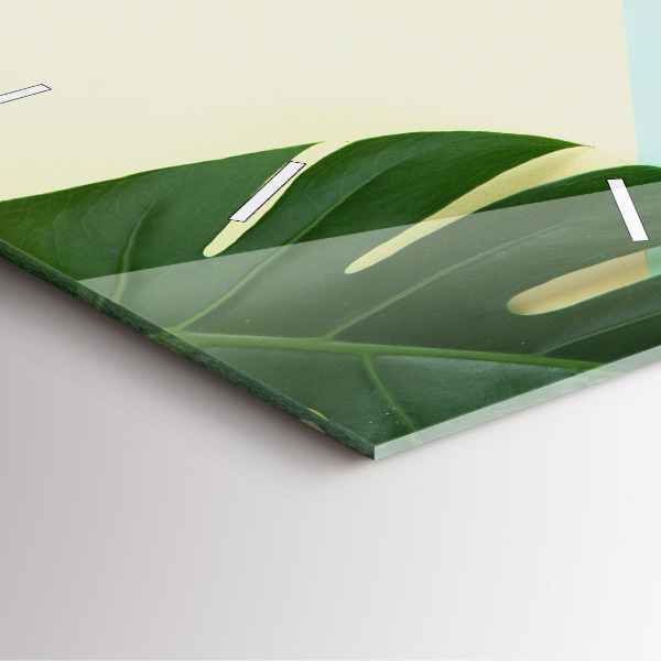 Szögletes fali üvegóra Monstera levelek