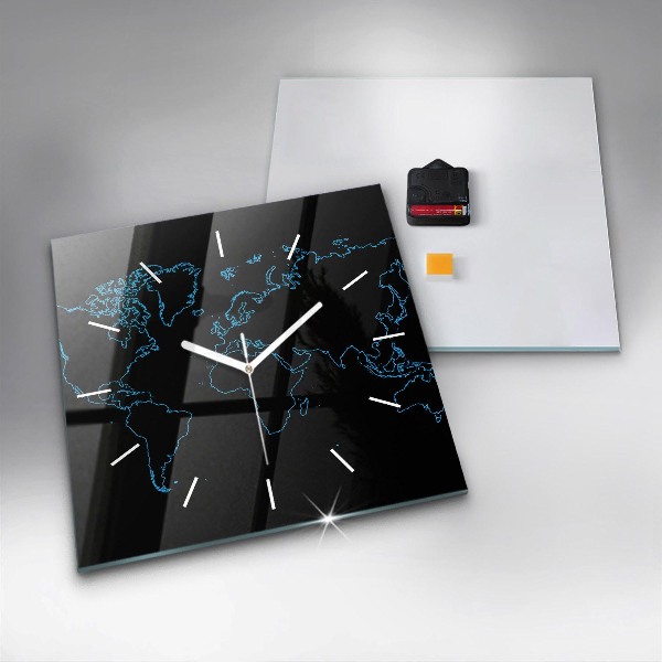 Szögletes fali üvegóra Világtérkép körvonalai
