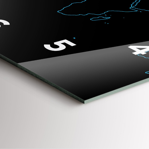 Szögletes fali üvegóra Világtérkép körvonalai