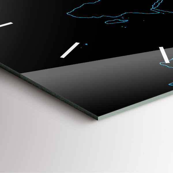 Szögletes fali üvegóra Világtérkép körvonalai