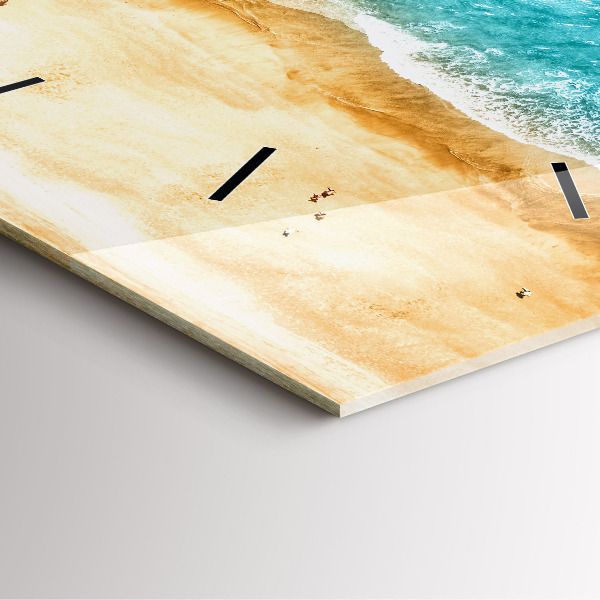 Szögletes fali üvegóra tengerparti emberek