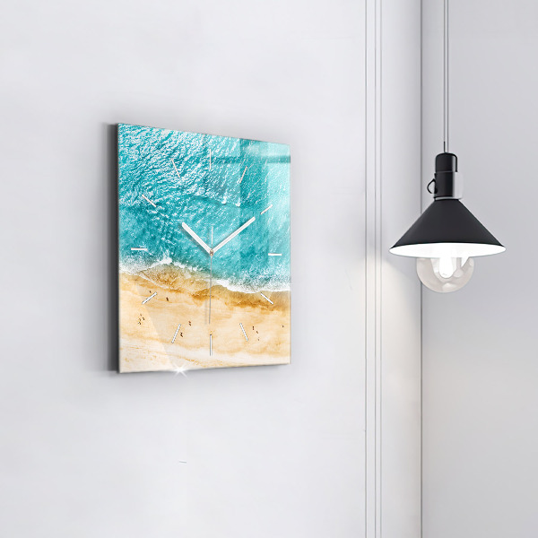 Szögletes fali üvegóra tengerparti emberek