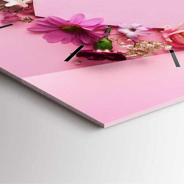 Szögletes fali üvegóra Virágok szíve