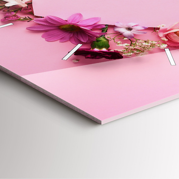 Szögletes fali üvegóra Virágok szíve