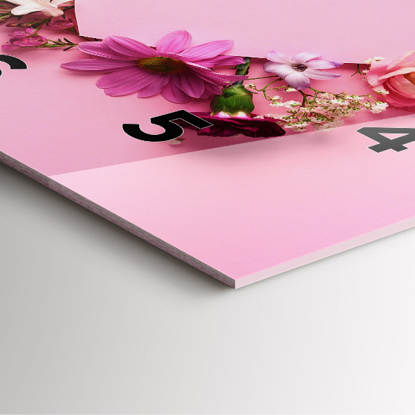 Szögletes fali üvegóra Virágok szíve