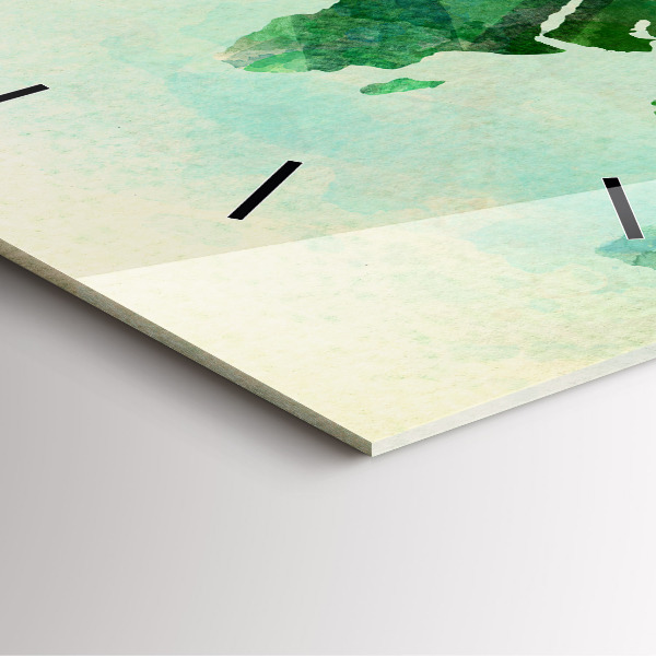 Szögletes fali üvegóra Akvarell világtérkép