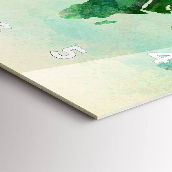 Szögletes fali üvegóra Akvarell világtérkép