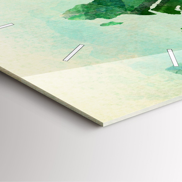 Szögletes fali üvegóra Akvarell világtérkép