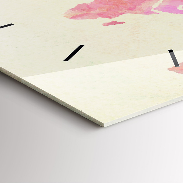 Szögletes fali üvegóra Akvarell világtérkép