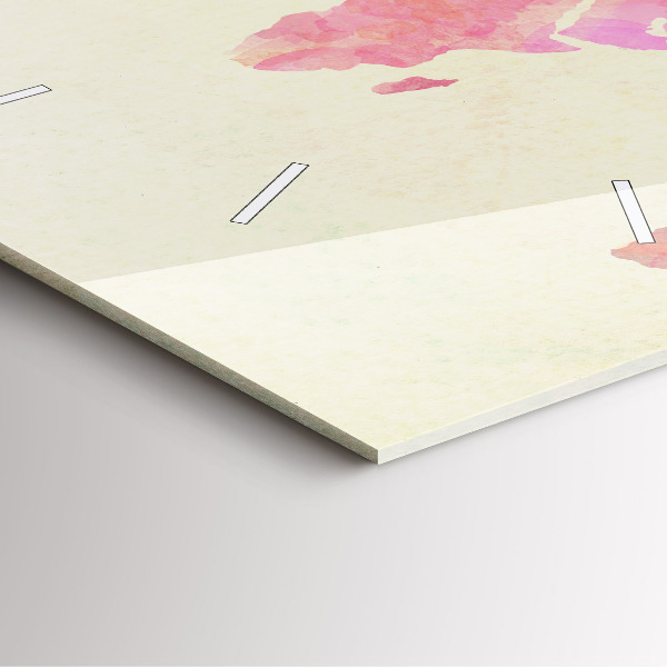 Szögletes fali üvegóra Akvarell világtérkép