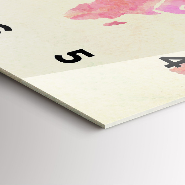 Szögletes fali üvegóra Akvarell világtérkép