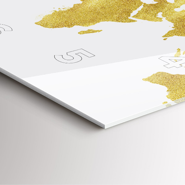 Szögletes fali üvegóra Arany világtérkép