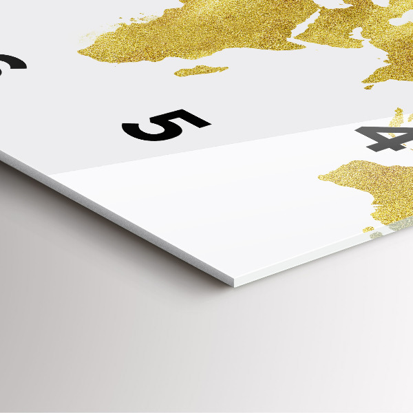 Szögletes fali üvegóra Arany világtérkép