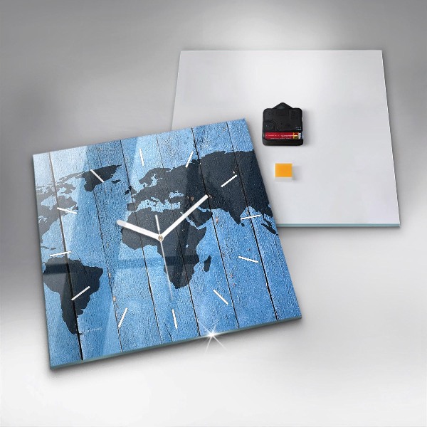 Szögletes fali üvegóra Világtérkép táblákon