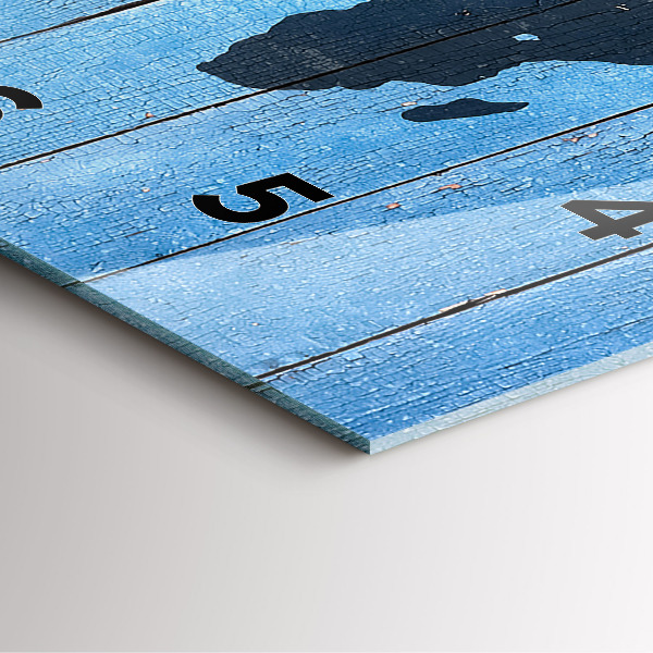 Szögletes fali üvegóra Világtérkép táblákon