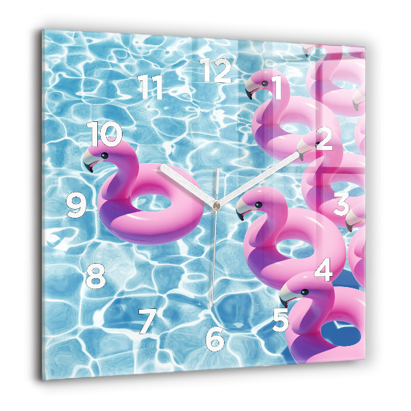 Szögletes fali üvegóra Pitypang flamingók