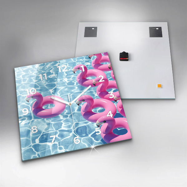 Szögletes fali üvegóra Pitypang flamingók