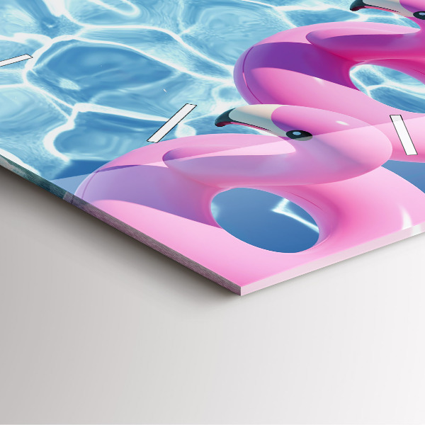 Szögletes fali üvegóra Pitypang flamingók