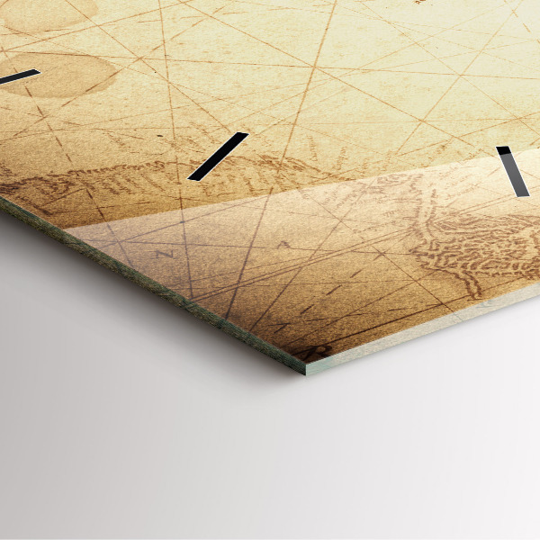 Szögletes fali üvegóra Régi világtérkép
