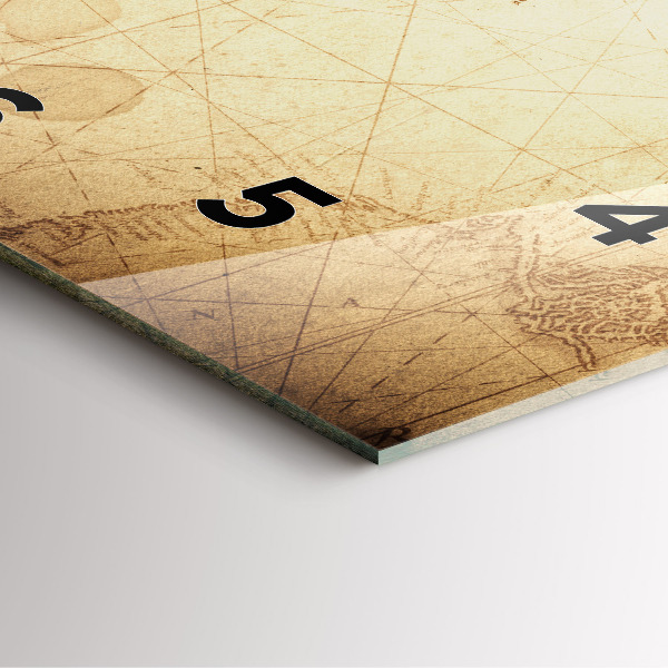 Szögletes fali üvegóra Régi világtérkép