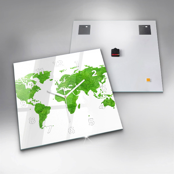 Szögletes fali üvegóra Zöld fű térkép