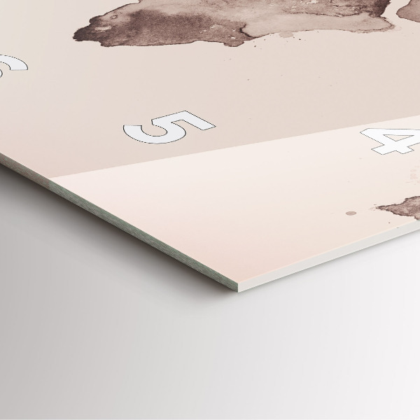 Szögletes fali üvegóra Akvarell világtérkép