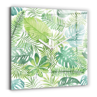 Szögletes fali üvegóra Zöld levelek