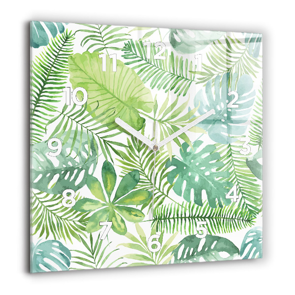 Szögletes fali üvegóra Zöld levelek