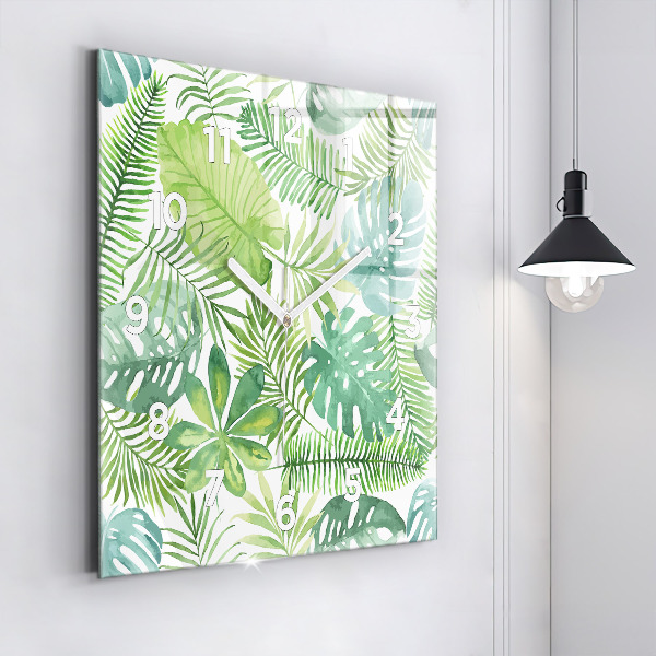 Szögletes fali üvegóra Zöld levelek