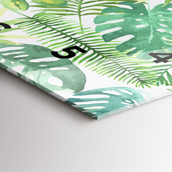 Szögletes fali üvegóra Zöld levelek