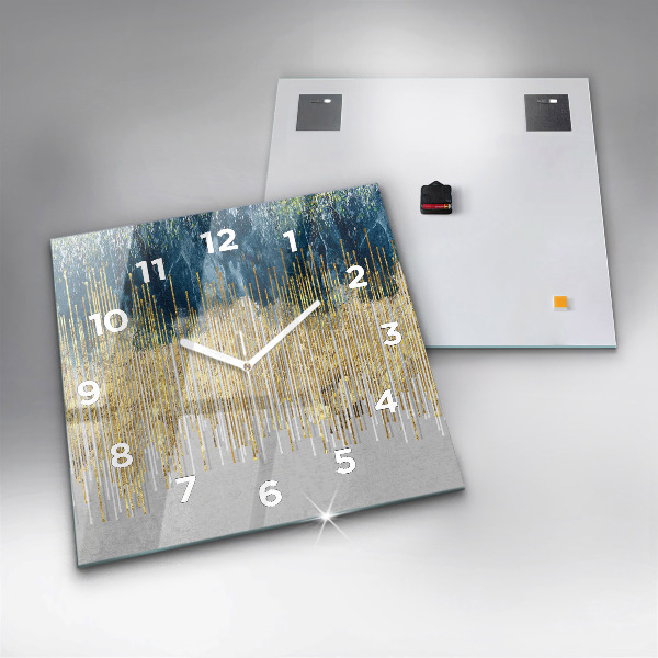 Szögletes fali üvegóra Dekoratív minta és arany