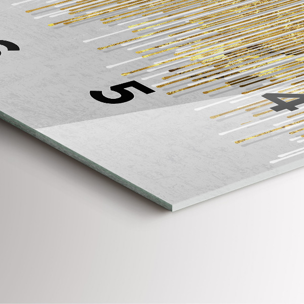 Szögletes fali üvegóra Dekoratív minta és arany