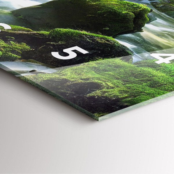 Szögletes fali üvegóra Vízesés és sziklák